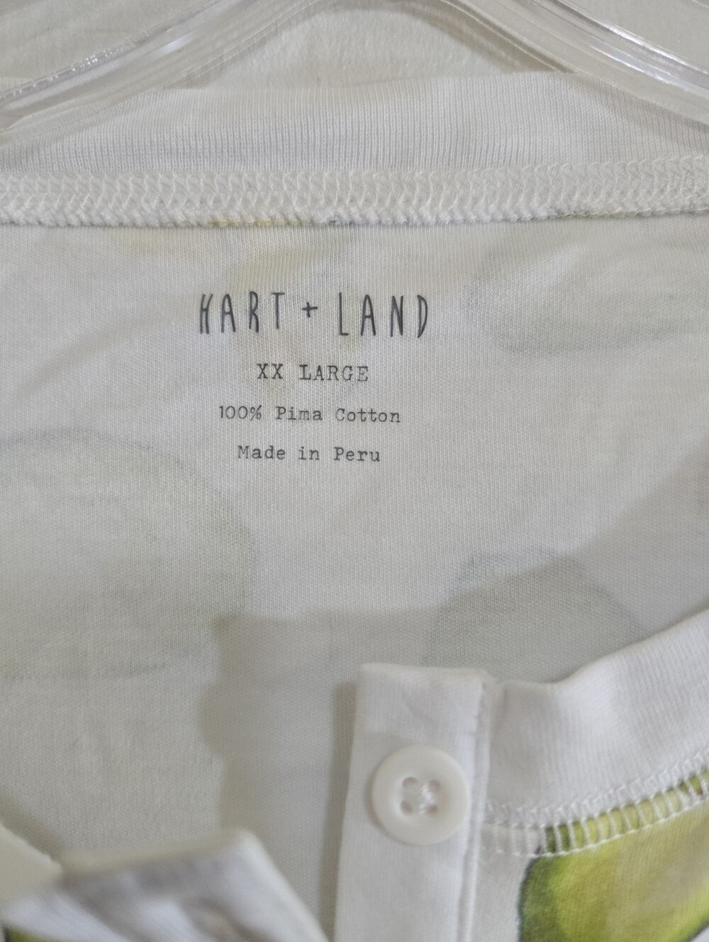 Hart + Land Avocado Novelty Print Pajama Henley Top XXL Pima Cotton - Picture 3 of 7